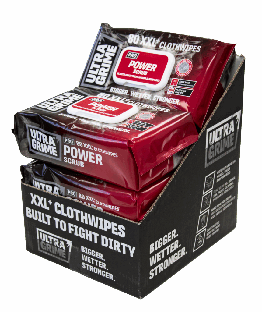 Profi čisticí ubrousky ULTRAGRIME® POWER SCRUB 80ks XXL – box 6 balení